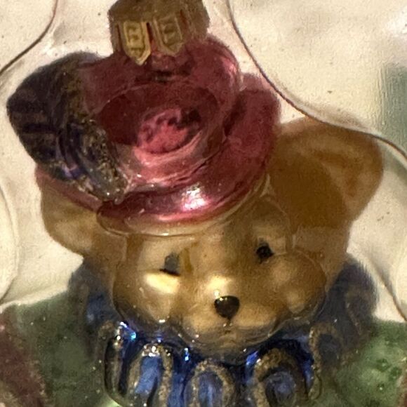 Fitz and Floyd Christmas Court Boy Bear" Glass Ornament In Box - Picture 6 of 14